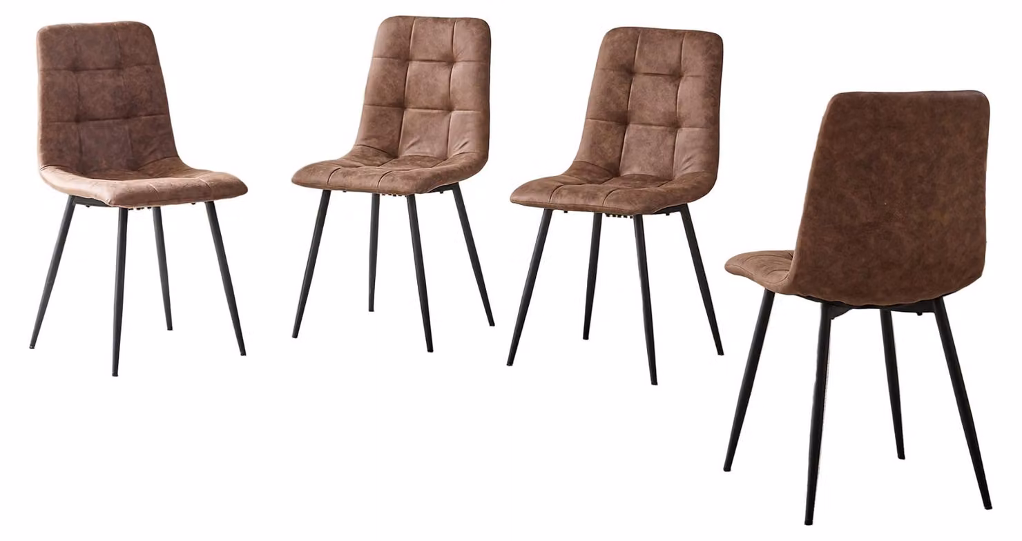 Sedia da pranzo – Set di 4 – Design mid-century – Tessuto resistente alle macchie
