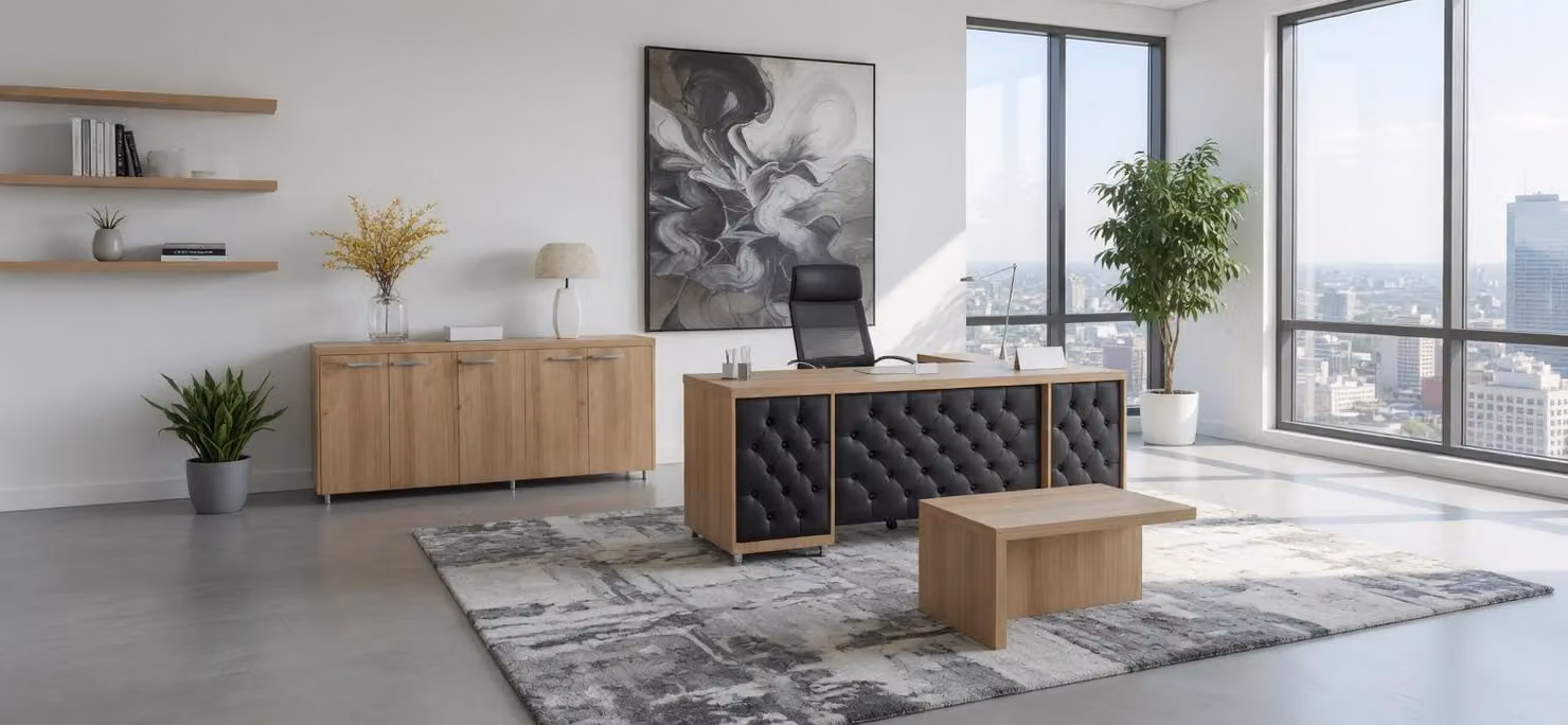 Set moderno per studio: scrivania, tavolino da salotto e consolle