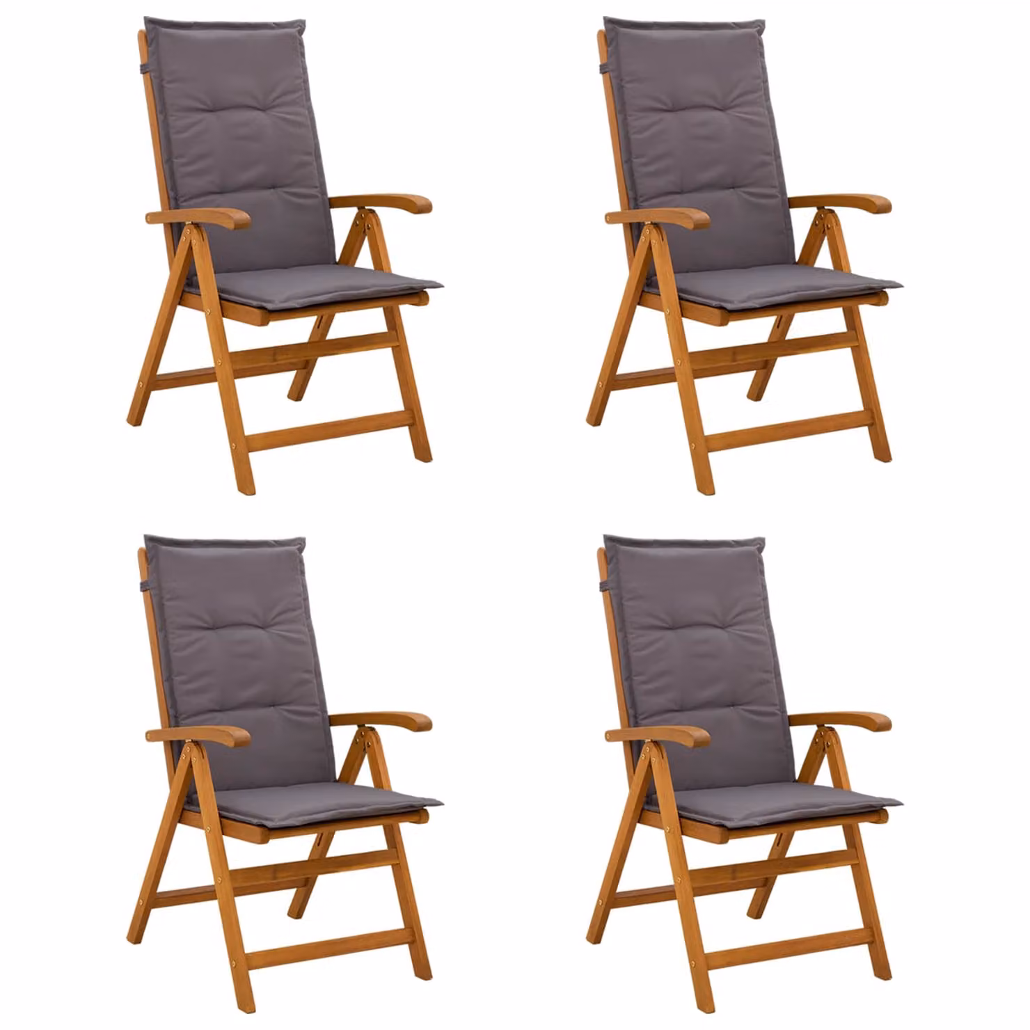 Set di 4 sedie da giardino reclinabili vidaXL in legno di acacia naturale con cuscini inclusi