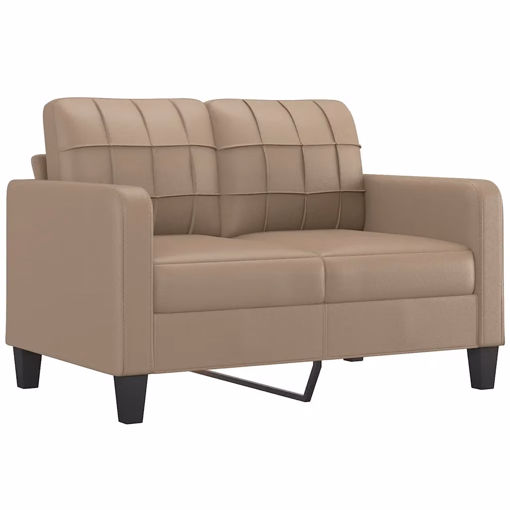 Divano a 2 posti moderno vidaXL in similpelle beige con struttura in metallo – 2