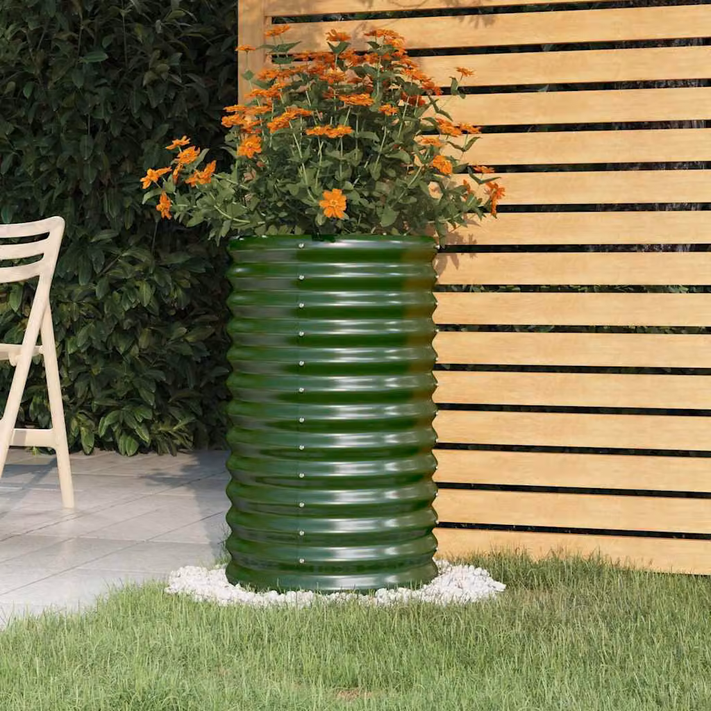 Vaso da giardino vidaXL in acciaio zincato verde L/P/H: 40 x 40 x 68 cm