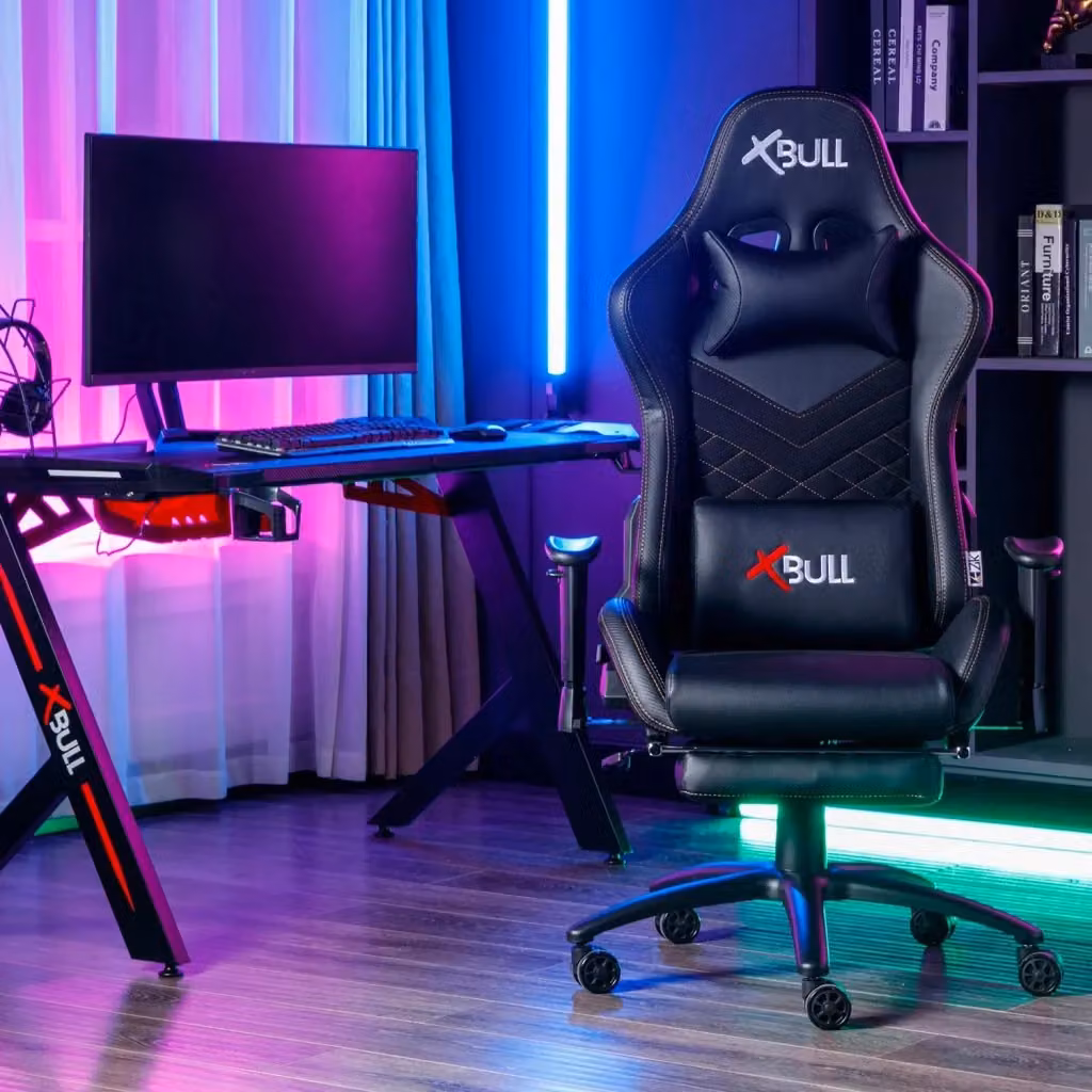 Sedia Gaming GIORDANOSHOP Nera con Poggiapiedi, Supporto Lombare e Poggiatesta, Regolabile in Altezza, L: 68 cm, P: 55 cm, H: 129/139 cm – 2
