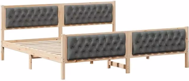 Letto matrimoniale | Letto per adulti | Struttura del letto Grigio scuro 200 x 200 cm Pino massello