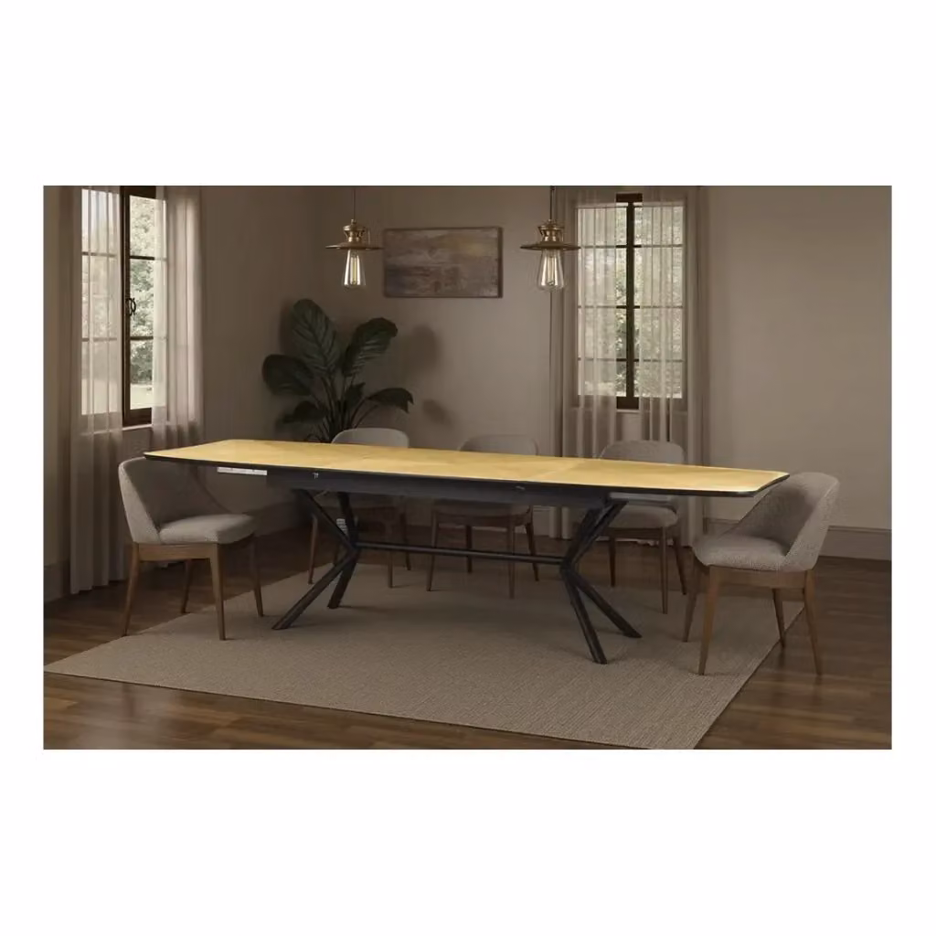 Tavolo da pranzo rettangolare estensibile Meublorama in legno di rovere e metallo, L: 180-270 cm, P: 90 cm, H: 76 cm – 2