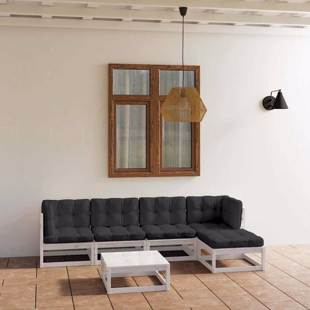 vidaXL Set Divani da Giardino 6 pz in Legno di Pino con Cuscini e Tavolino Moderno