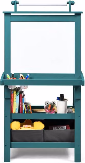Cavalletto per bambini 3 in 1 bifacciale 59 x 50 x 117 cm pratico con ripiani moderni MDF blu 20_0011433