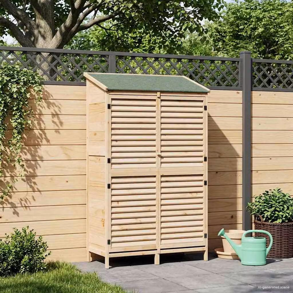 Capanno da giardino vidaXL in legno stile rustico, marrone e beige, L 106 cm x P 56 cm x H 176,5 cm
