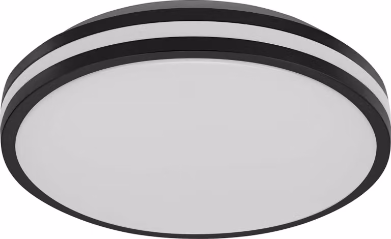 OSRAM Orbis Caleb Lampada da soffitto a LED 295 mm, 16 W, 3000 K bianco caldo, nero, metallo con anello in plastica, IP20
