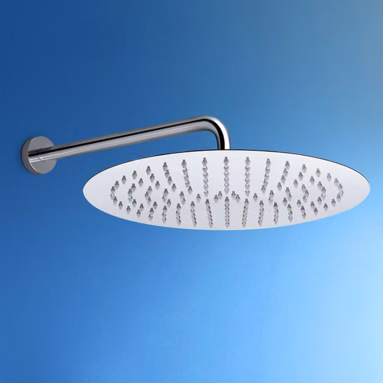 JOHO Soffione Doccia Braccio Parete-Soffione Doccia Pioggia Acciaio Inox Docce Fisse Getti In Silicone Anticalcare Rotondo D40 cm Braccio 40 cm, Cromo