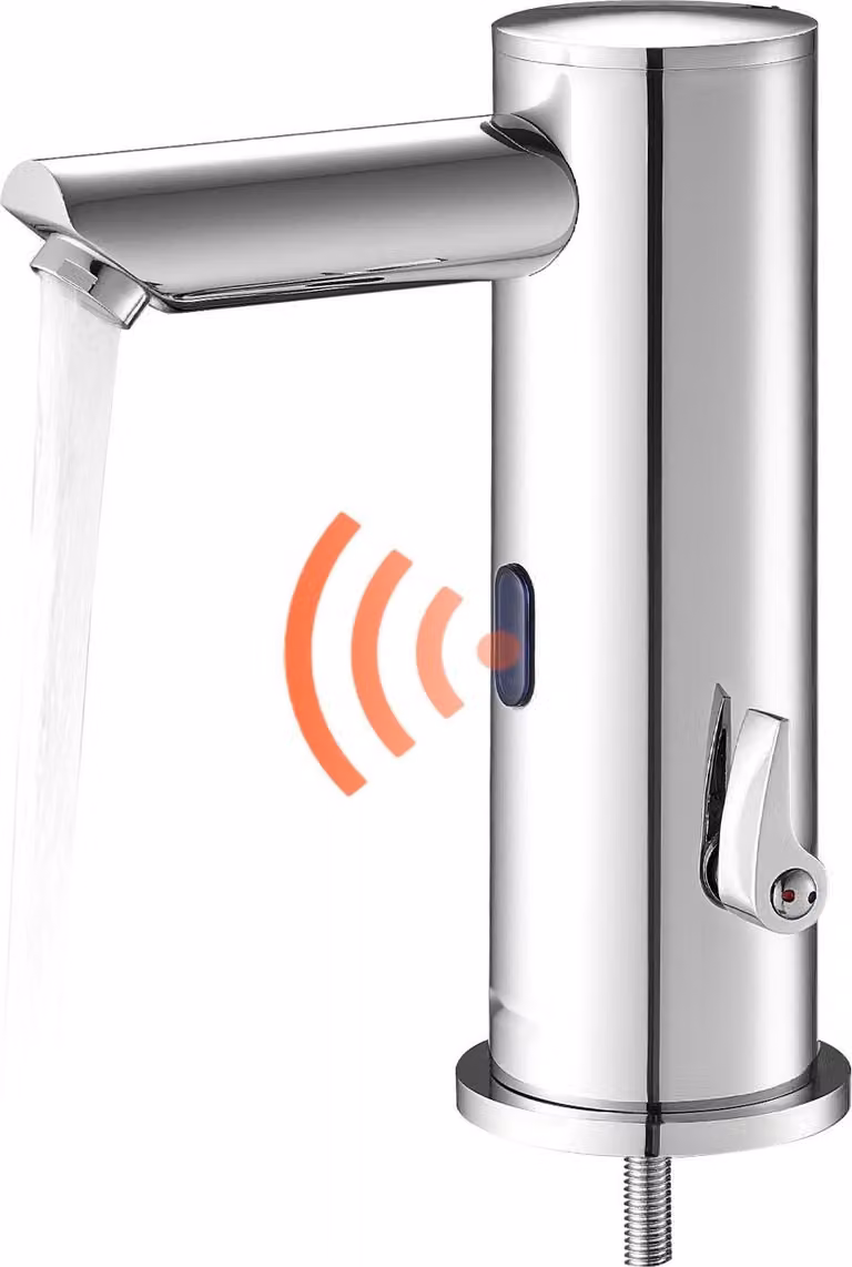 Rubinetto a sensore - Rubinetto da lavabo Rubinetto miscelatore - Touchless - Sensore a infrarossi - Funzionamento a batteria - Temperatura regolabile - Risparmio idrico - Nickel spazzolato