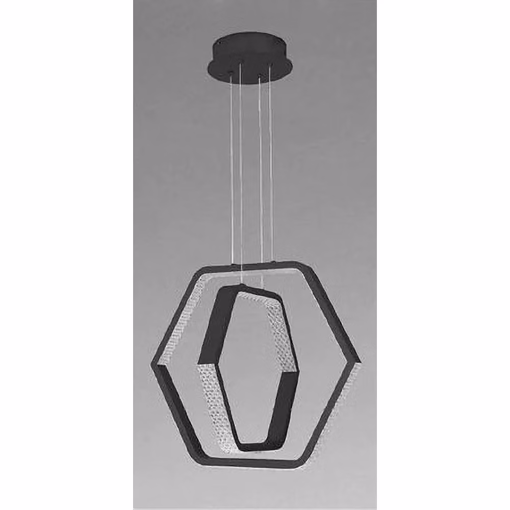 Lampadario a Sospensione LED Trade Shop Traesio Esagonale Nero con Effetto Cristallo, Dimmerabile e con Telecomando, 48 W – 2
