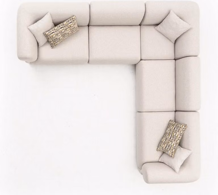 Ecksofa Beige Wohnzimmer Sofa Couch L-Form Modern Möbel Textil