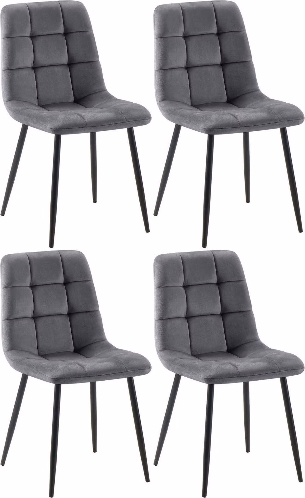 set di 4 sedie da pranzo - sedie da pranzo - posizione di seduta comoda, facile da pulire | colore: grigio scuro. Materiale: morbido