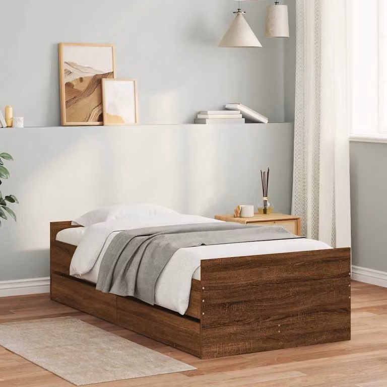vidaXL Giroletto Moderno con Cassetti in Rovere Marrone L/P/H: 190 x 90 x 50 cm