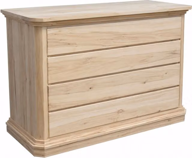 Cassettiera classica con 4 cassetti in legno grezzo Mobili 2G L: 150 cm, P: 57 cm, H: 97 cm
