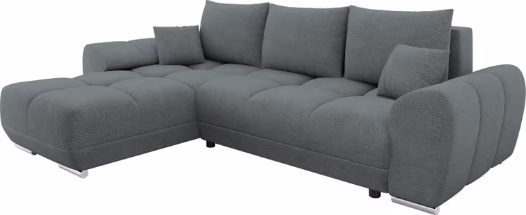 MIRJAN24 Divano ad angolo Logo L con contenitore e funzione letto, lato universale, schienale composto da cuscini mobili (colore: Velo 635)