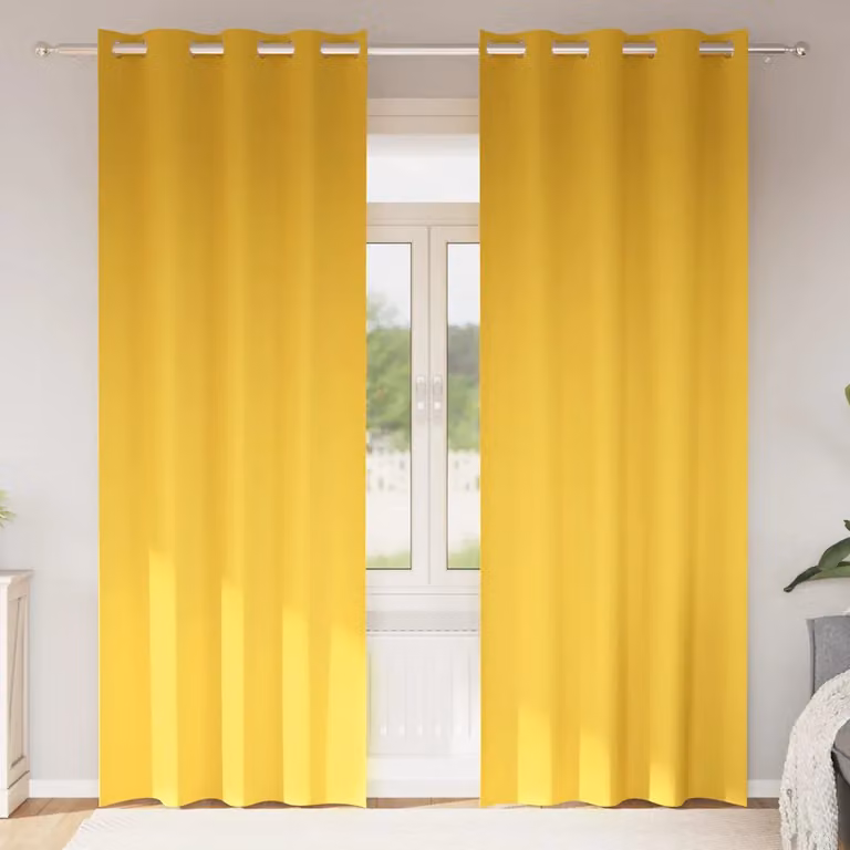 Set di 2 tende blackout vidaXL con anelli, colore giallo, H: 260 cm x L: 140 cm