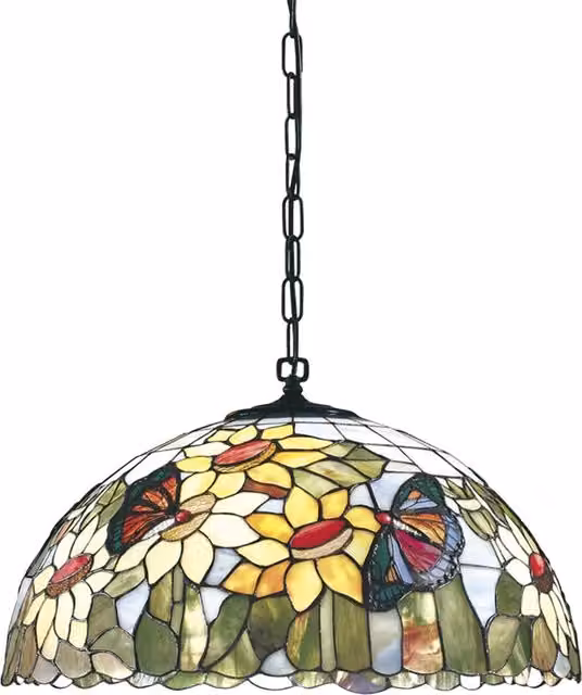 Sospensione Tiffany Vetro Multicolor Chiaro 1 Luce E27