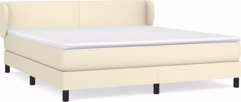 Giroletto a Molle con Materasso Crema 160x200 cm in Pelle finta