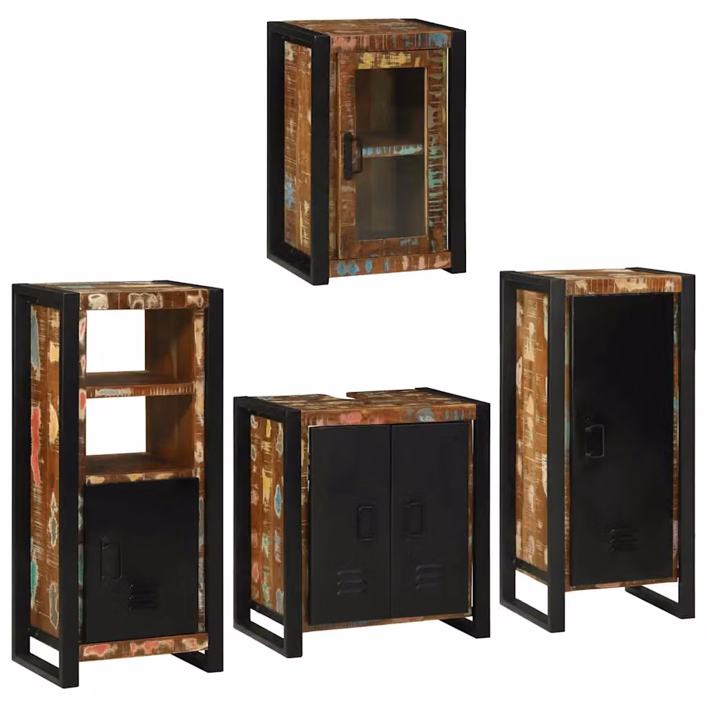 Set di mobili per il bagno vidaXL in legno e metallo marrone e nero, composto da mobile lavabo e pensile, L/P/H: 55 x 35 x 60 cm