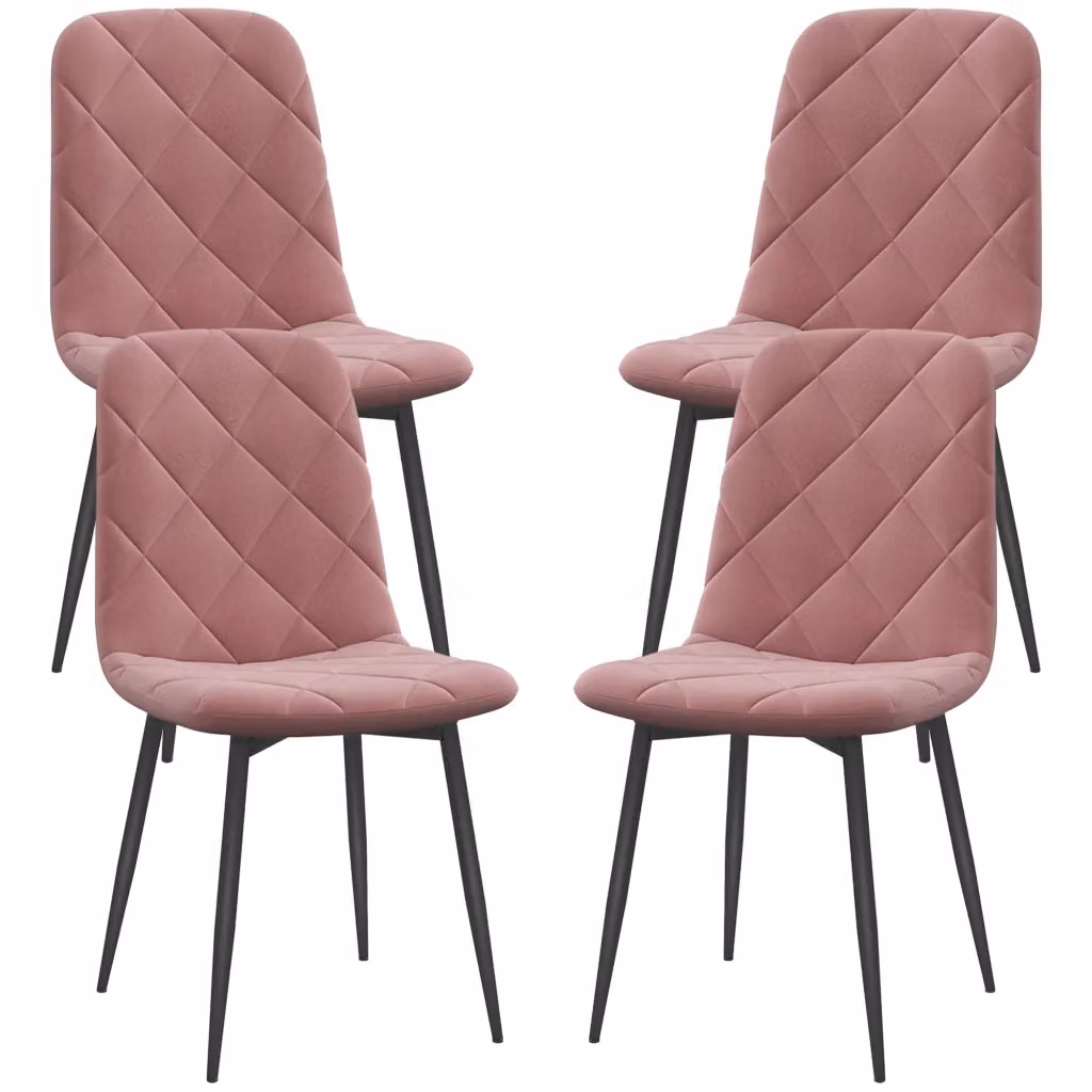 Set di 4 sedie da pranzo Minimal in velluto rosa, L: 45 cm, P: 54 cm, H: 87 cm – 2