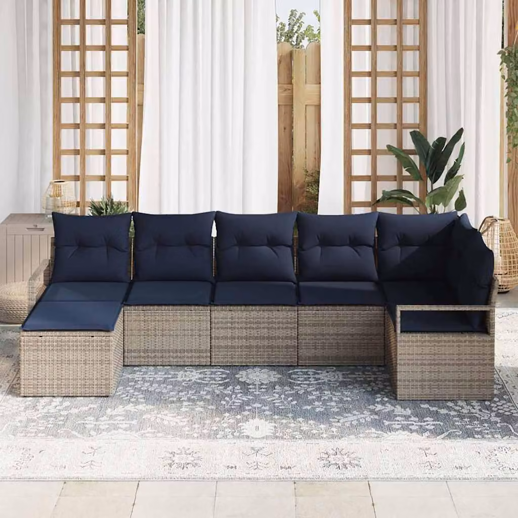 Maison Exclusive - Set di divani componibili, 7 pezzi, grigio [Materiale sintetico]: rattan sintetico