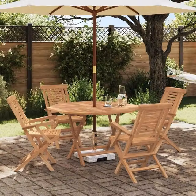 Set da giardino vidaXL in legno di teak solido marrone composto da 5 pezzi