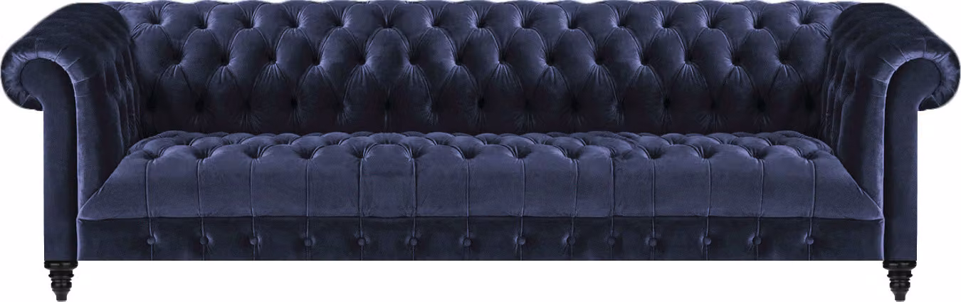 Blau Polster Textil Chesterfield Viersitzer Sofa Couch Wohnzimmer Einrichtung
