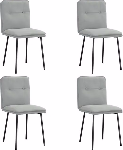 Set di 4 sedie da pranzo moderne in velluto grigio per cucina e soggiorno