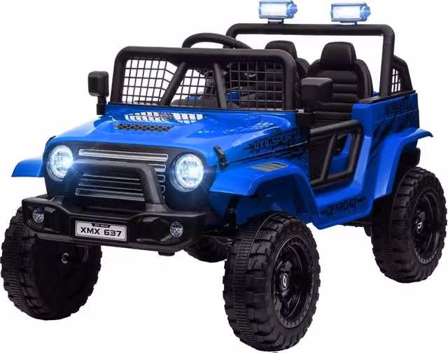 Macchina elettrica per bambini con sospensioni fluide, telecomando, luci a LED, clacson, motore da 12V, realizzata in plastica e metallo, blu