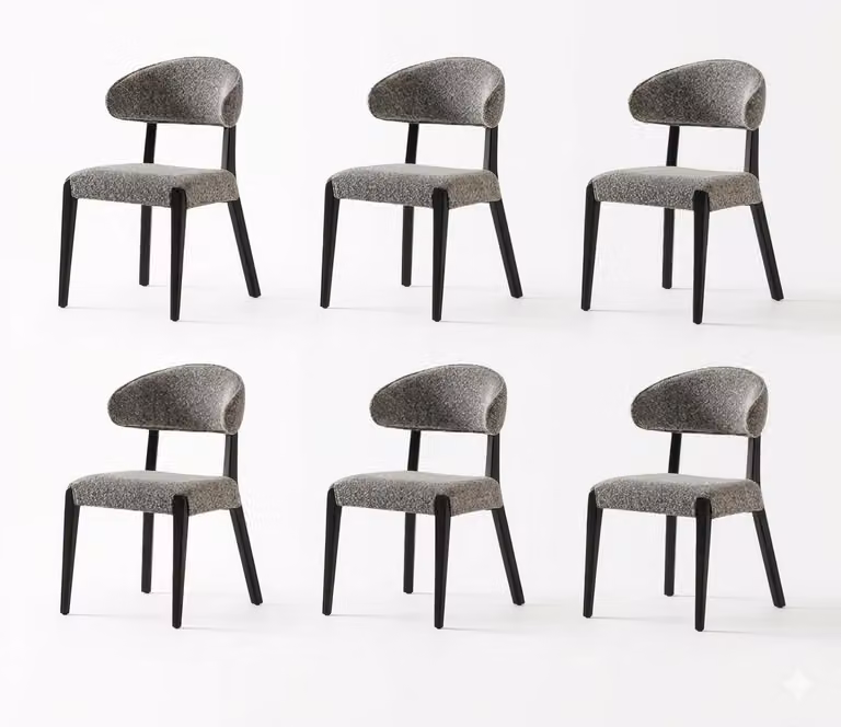 Set di sedie da pranzo, design moderno, colore grigio, elegante, lussuoso, imbottite