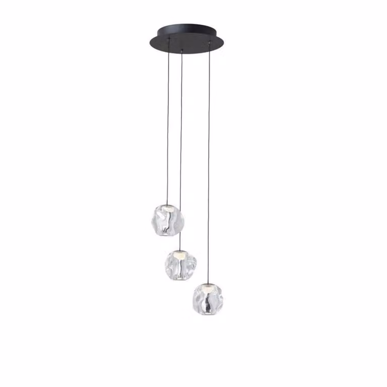 LOOM DESIGN lampada LED a sospensione Ice Ball 3, trasparente, acrilico dimmerabile, Chiaro / Trasparente, Soggiorno / Sala da pranzo, Plastica, Moderno