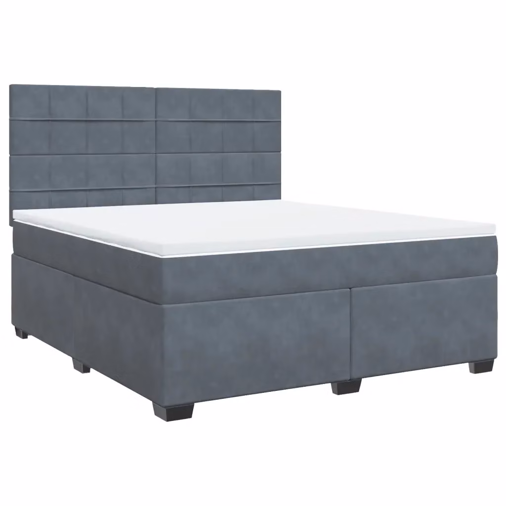 Letto a molle con materasso ibrido vidaXL in velluto grigio e bianco L/P: 180 x 200 cm – 2
