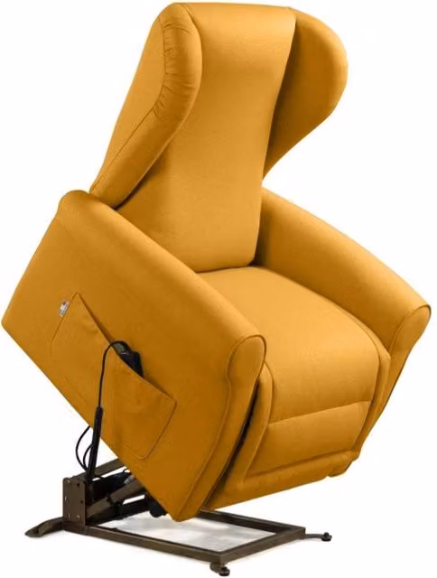 Poltrona Alzapersona Elettrica GIORDANOSHOP con 2 Motori in Microfibra Gialla L/P/H: 90 x 100 x 90 cm – 1