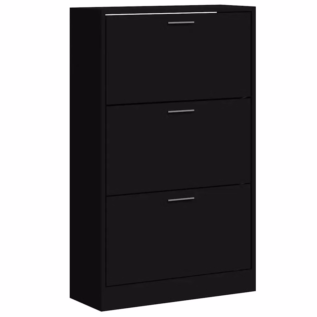 Scarpiera moderna nera vidaXL in legno con ante a ribalta da appendere al muro L: 63 cm, P: 24 cm, H: 103 cm – 2
