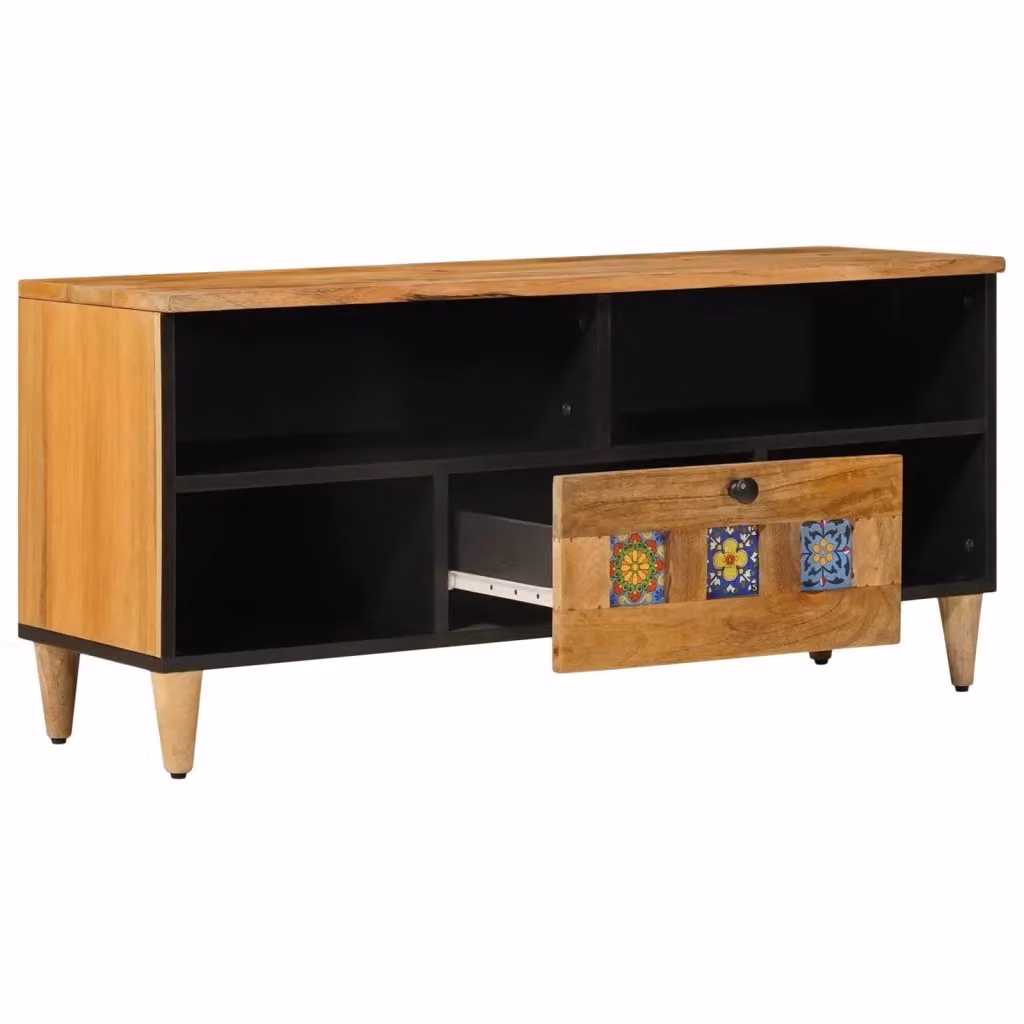 Mobile TV-Credenza in legno di mango massello Naturale L: 100 cm, P: 33 cm, H: 46 cm – 2