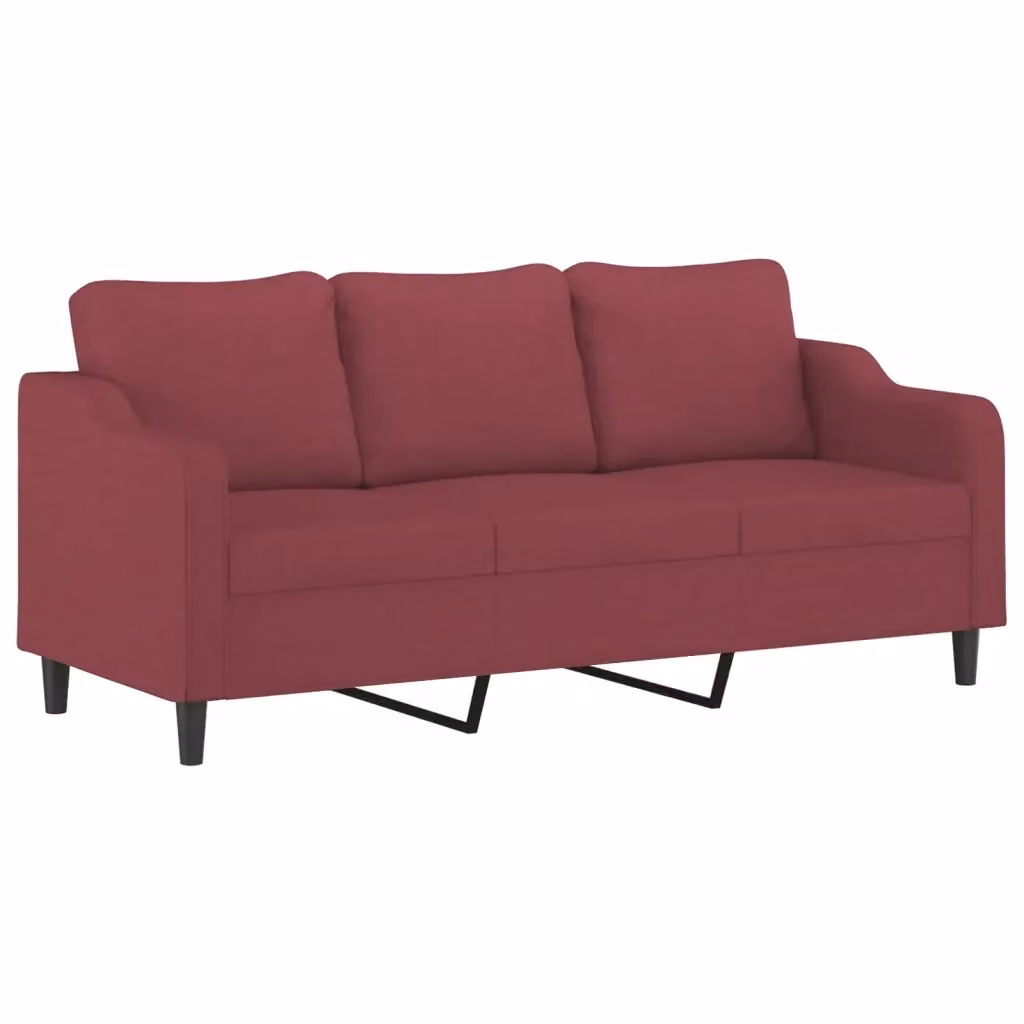 Divano moderno a 3 posti vidaXL in tessuto rosso con struttura in metallo L: 198 cm, P: 80 cm, H: 77 cm – 2