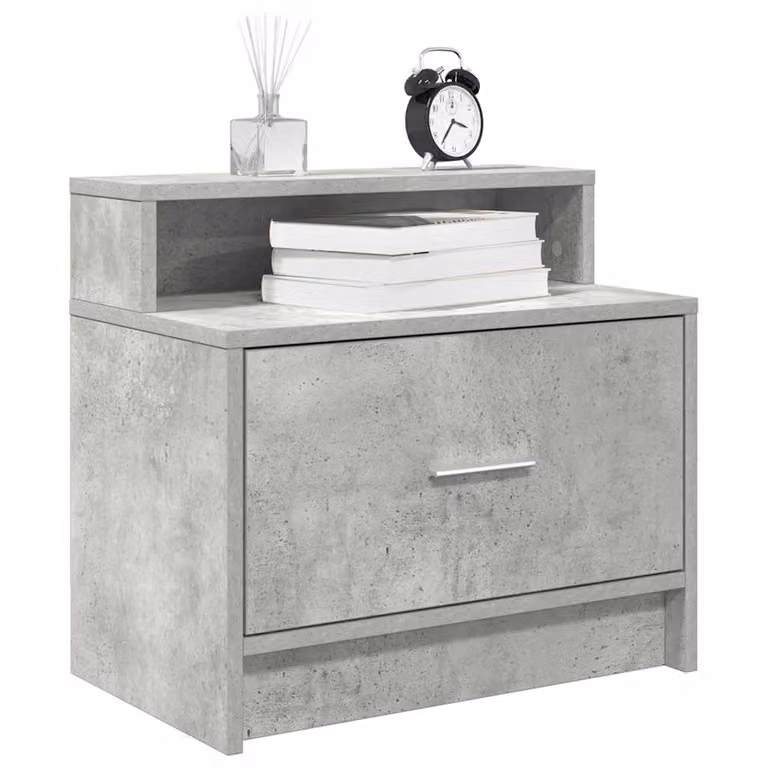 vidaXL Comodino Moderno con Cassetto Grigio Cemento L: 51 cm, P: 31 cm, H: 47 cm