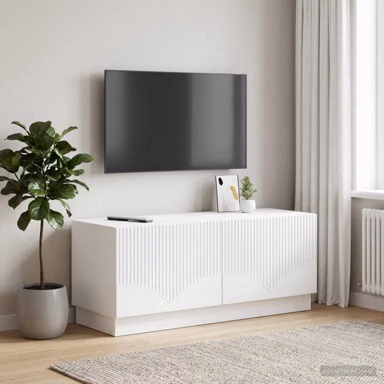 Mobile TV moderno vidaXL in legno MDF bianco per soggiorno L: 124,5 cm, P: 45 cm, H: 40 cm