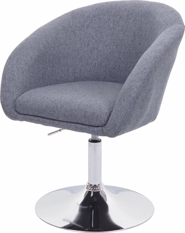 Sedia da sala da pranzo MCW-F19, sedia da cucina, sedia girevole, poltrona lounge, girevole e regolabile in altezza ~ Tessuto/tessuto grigio scuro
