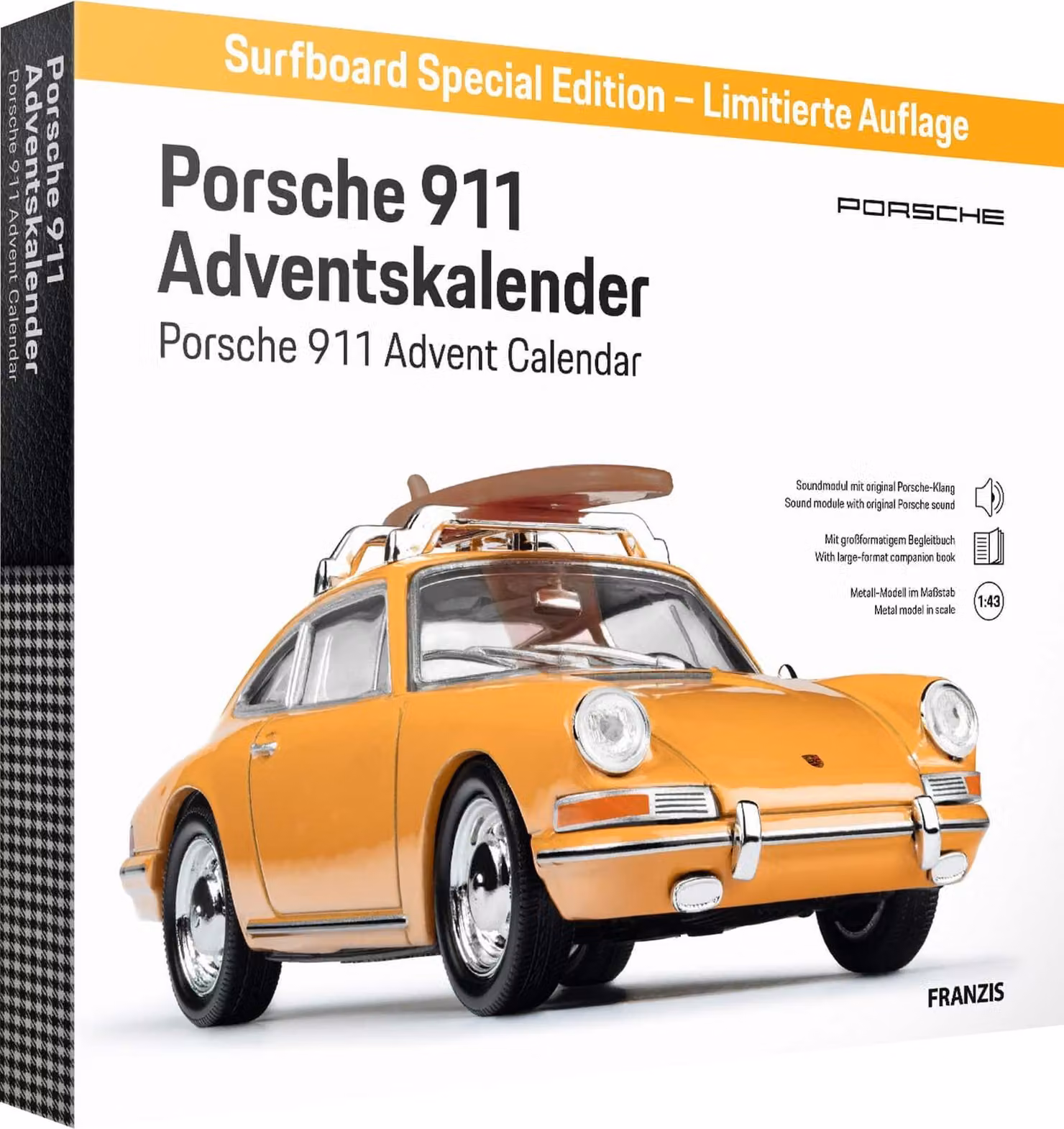 Calendario dell'Avvento Porsche 911 "Surfbrett" color Bahamagelb