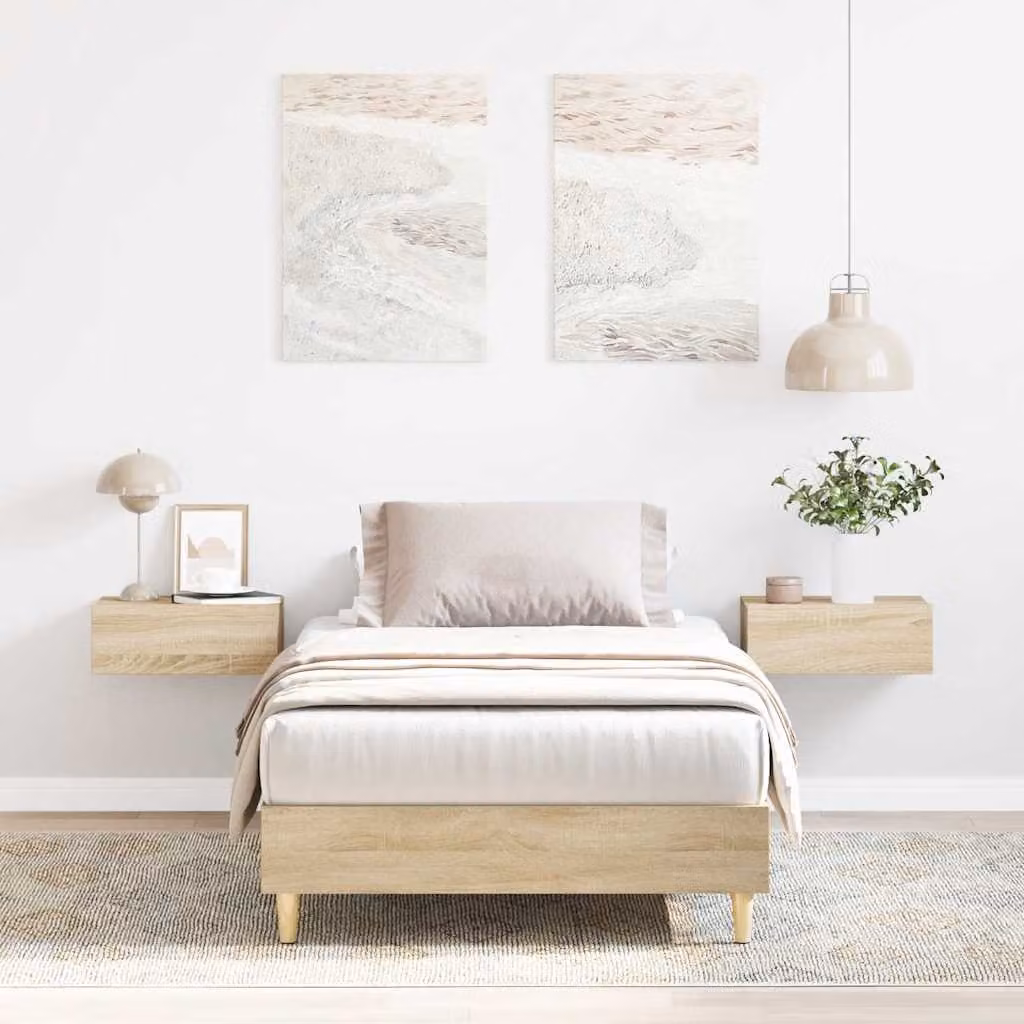 vidaXL Giroletto senza Materasso in Rovere Sonoma e Legno di Eucalyptus, Colore Marrone e Beige, L 75 cm x P 193 cm