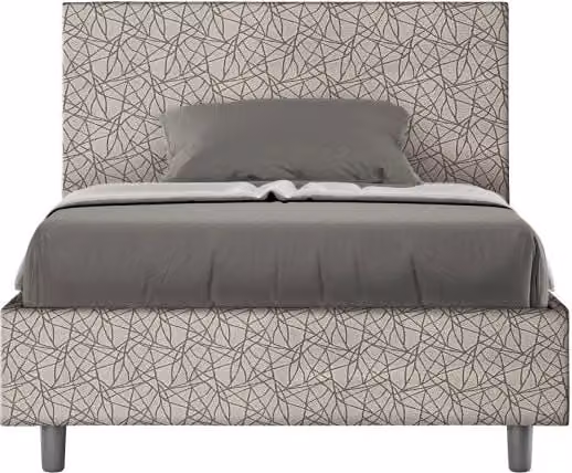Letto imbottito 1 piazza e mezza 120x210 cm tessuto Era Adele - Senza rete,Grigio