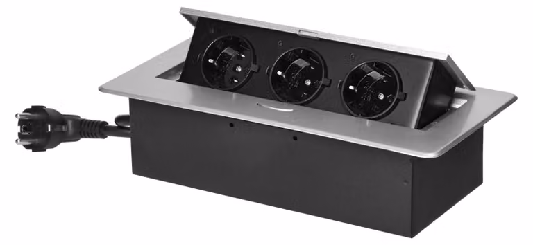 Presa Schuko integrata, ORNO, 1,5 m, argento/nero