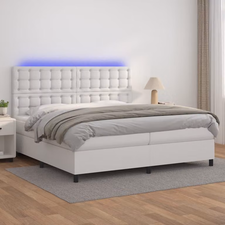 Maison Exclusive - Giroletto Molle con Materasso e LED Bianco 200x200cm Pelle finta