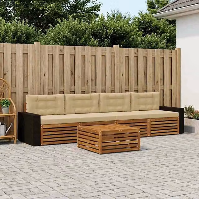 Set di divani da esterno 5 pz Naturale e Beige 3383006