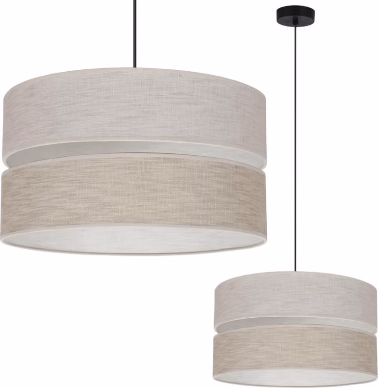 Lampada a sospensione Len Duo nero 1 luce paralume beige-beige L06 40cm