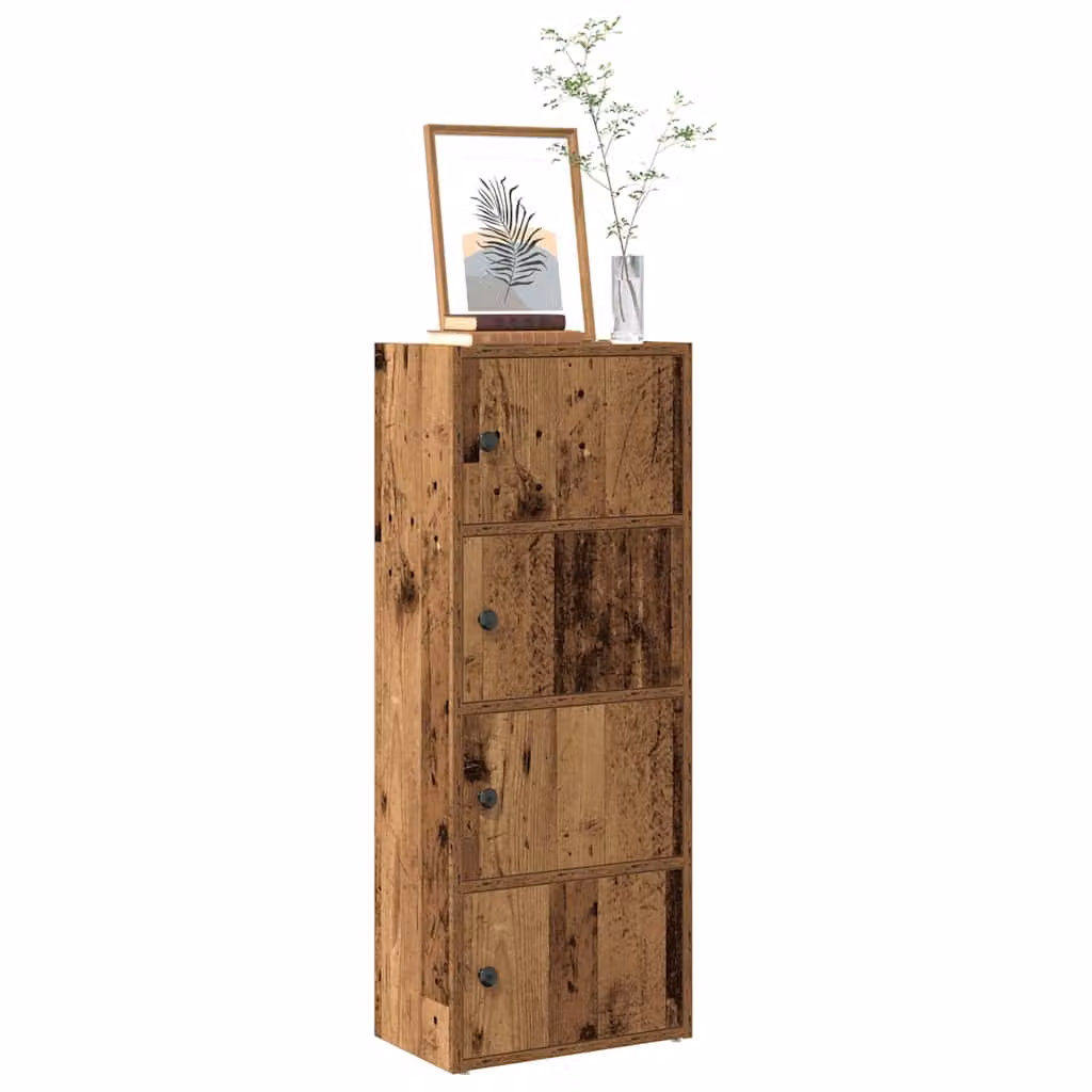 Libreria vidaXL in legno marrone stile rustico con ante a battente e ripiani interni, L 40 cm x P 24 cm x H 102 cm