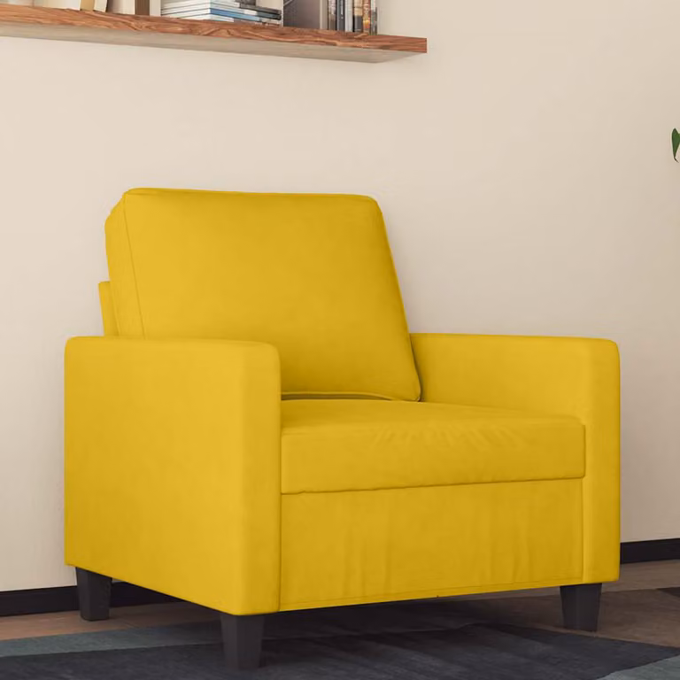 Poltrona moderna vidaXL in velluto giallo con braccioli e struttura in metallo