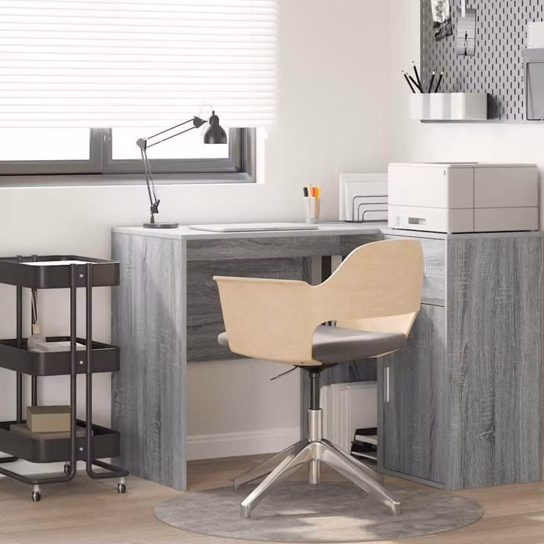 Maison Exclusive - Scrivania in legno impiallacciato effetto Sonoma grigio, dimensioni 102 x 50 x 75 cm